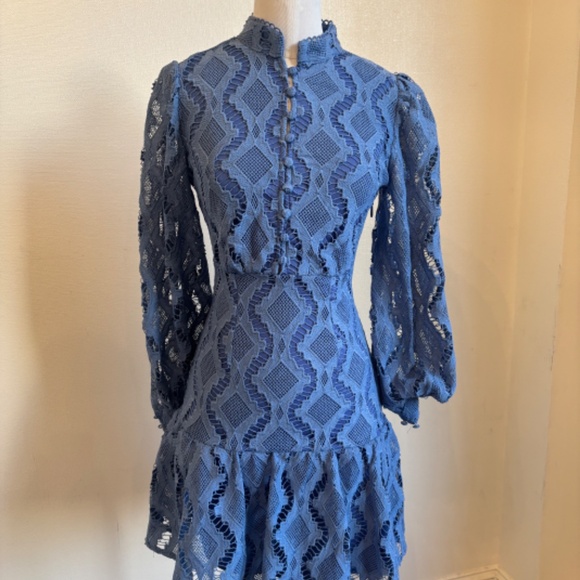 AQUA slate blue lace dress - Picture 2 of 3
